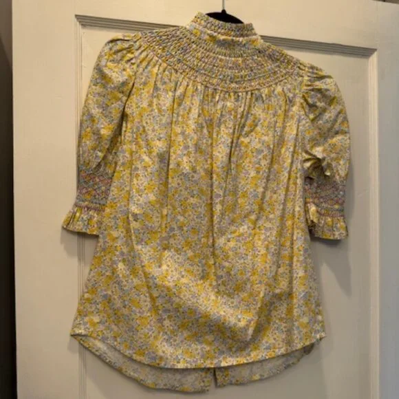 EUC Andion Amelia Blouse Yellow Floral Size S - Picture 2 of 5